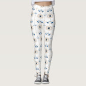 Wit bohemien retro oog patroon leggings (Voorkant)
