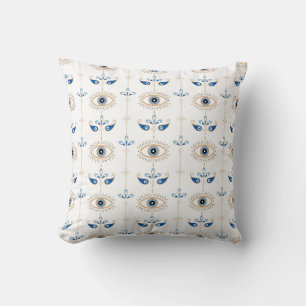 Wit bohemien retro oogpatroon kussen