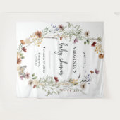 Wit Boho Bloemen Baby shower Wandkleed (Voorkant (horizontaal))