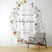 Wit Boho Bloemen Baby shower Wandkleed (In situ)