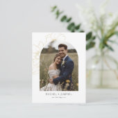 Wit | Boho Dank Je Wel Gouden Bloem Bruiloft  Briefkaart (Staand voorkant)