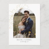 Wit | Boho Dank Je Wel Gouden Bloem Bruiloft  Briefkaart (Voorkant)