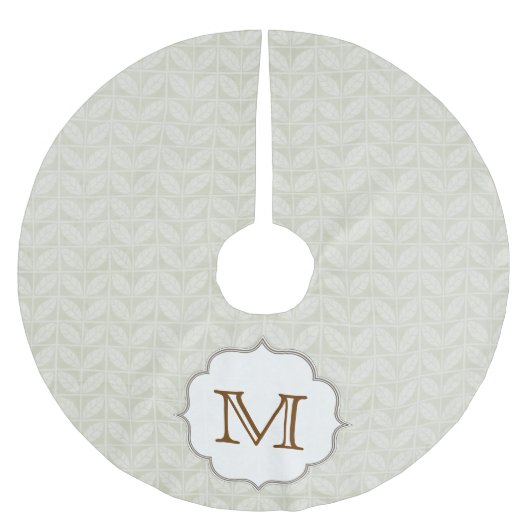 Wit boomblad Monogram Initiaal boomrok Kerstboom Rok (Voorkant)