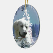 Wit boomschroot keramisch ornament (Links)