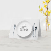 wit bord met zilverware verjaardag kaart (Gele Bloem)