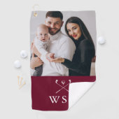 Wit-Bordeauxrode Klassieke Monogram Foto Golfclubs Golfhanddoek (Insitu)