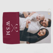 Wit-Bordeauxrode Klassieke Monogram Foto Golfclubs Golfhanddoek (Horizontaal)