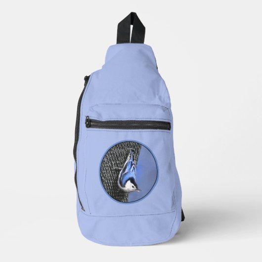 Wit-borstNuthatch schilderij Originele vogel kunst Sling Bag (Voorkant)