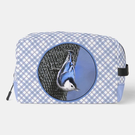 Wit-borstNuthatch schilderij Originele vogel kunst Toilettasje (Achterkant)