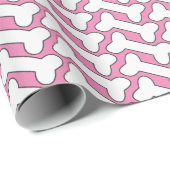 Wit bot patroon op roze Custom Cadeaupapier (Rol Hoek)