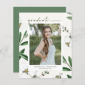  Wit Botanisch Afstuderen Uitnodiging (Voorkant / Achterkant)