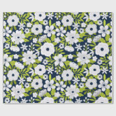 Wit Botanisch Patroon Cadeaupapier (Vlak)