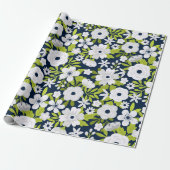 Wit Botanisch Patroon Cadeaupapier (Uitgerold)