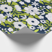 Wit Botanisch Patroon Cadeaupapier (Hoek)