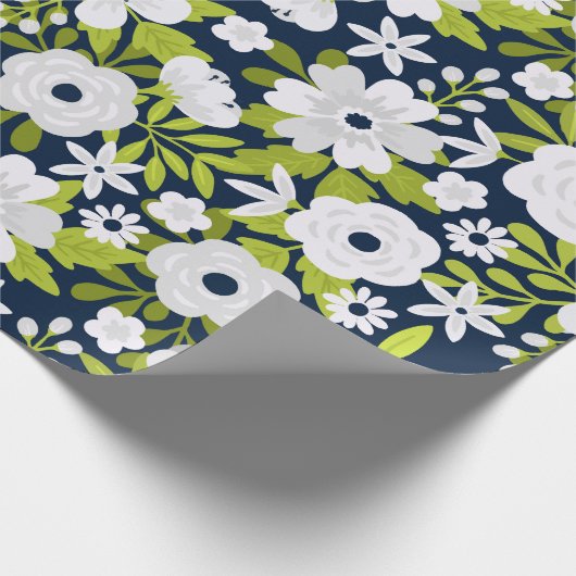 Wit Botanisch Patroon Cadeaupapier (Hoek)