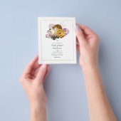 Wit, Bourgogne en Gouden Bloemen Bruiloft Flyer (Hand)