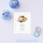 Wit, Bourgogne en Gouden Bloemen Bruiloft Flyer (Enkel)