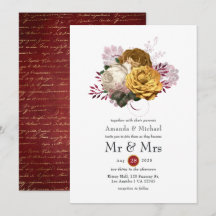 Wit, Bourgogne en Gouden Bloemen Bruiloft