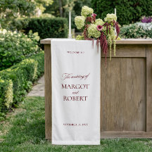 Wit & Bourgondi Trouw Welkom Bord Vinyl Banner