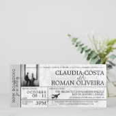 Wit Brazilië Bruiloft Boarding Pass uitnodiging (Staand voorkant)