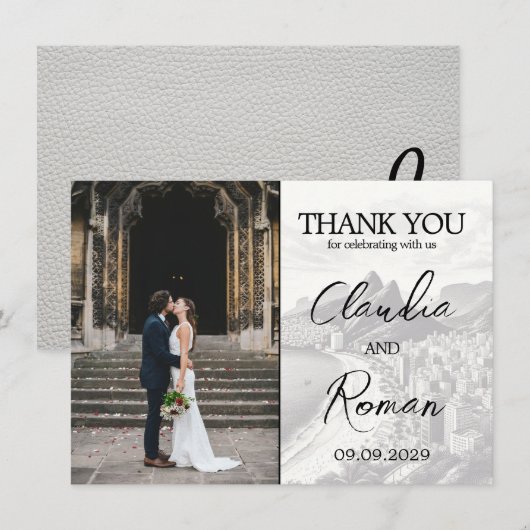 Wit Brazilië Paspoort Bedankkaart (Voorkant / Achterkant)