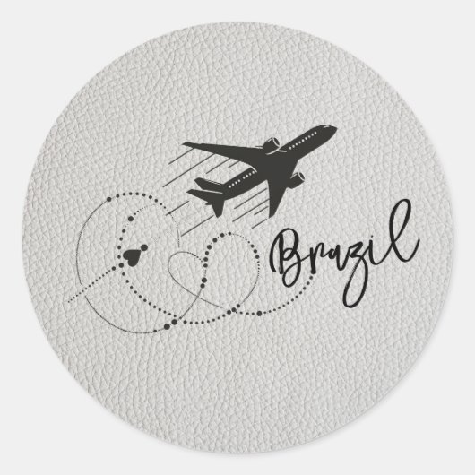 Wit Brazilië Paspoort Ronde Sticker (Voorkant)