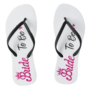 wit "Bride to be" met roze kroon Teenslippers
