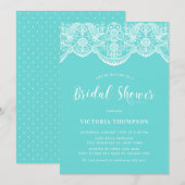 Wit Brocade Kant Blauw Vrijgezellenfeest Kaart (Voorkant / Achterkant)