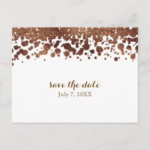 Wit & Brons Confetti Stippen Glamour Schittering Aankondigingskaart