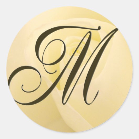 Wit bruids roos - Initiaal M Ronde Sticker (Voorkant)