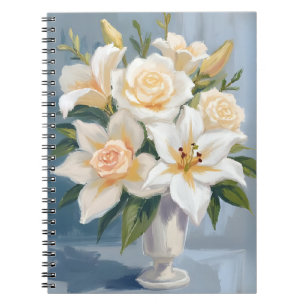 Wit Bruidsboeket Bloemige Waterverf Notitieboek