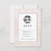 wit bruiloft diamant RSVP kaartje (Voorkant)