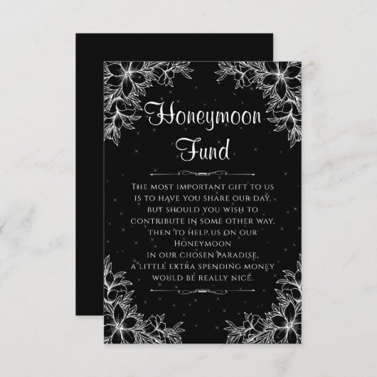 Wit  Bruiloft Huwelijksreis Fonds Informatiekaartje (Voorkant / Achterkant)