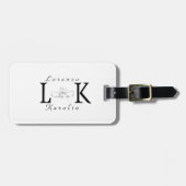 Wit Bruiloft Monogram Eenvoudig Elegant Minimalist Bagagelabel (Voorkant horizontaal)
