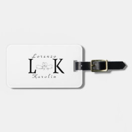 Wit Bruiloft Monogram Eenvoudig Elegant Minimalist Bagagelabel