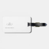 Wit Bruiloft Monogram Eenvoudig Elegant Minimalist Bagagelabel (Achterkant horizontaal)