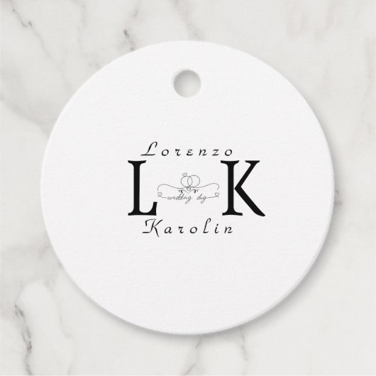 Wit Bruiloft Monogram Eenvoudig Elegant Minimalist Bedankjes Labels (Voorkant)
