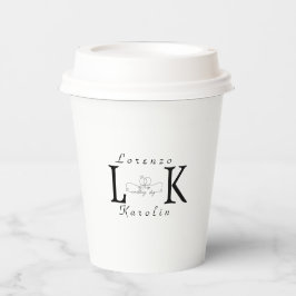 Wit Bruiloft Monogram Eenvoudig Elegant Minimalist Papieren Bekers