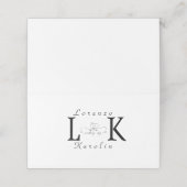 Wit Bruiloft Monogram Eenvoudig Elegant Minimalist Plaatskaartje (Buitenkant ongevouwen)