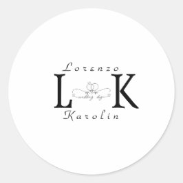 Wit Bruiloft Monogram Eenvoudig Elegant Minimalist Ronde Sticker