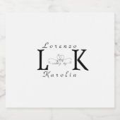 Wit Bruiloft Monogram Eenvoudig Elegant Minimalist Sparkling Wijnetiket (Enkel label)