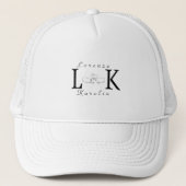 Wit Bruiloft Monogram Eenvoudig Elegant Minimalist Trucker Pet (Voorkant)