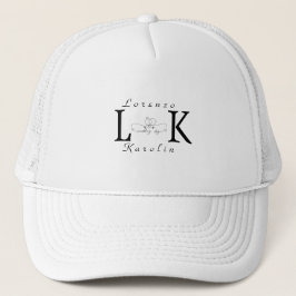 Wit Bruiloft Monogram Eenvoudig Elegant Minimalist Trucker Pet