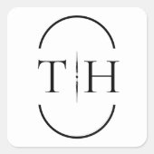 Wit Bruiloft Monogram in Ovaal Lijst Vierkante Sticker (Voorkant)