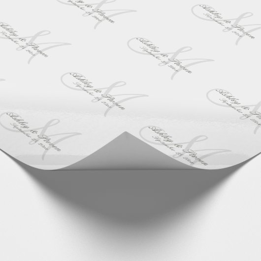 Wit Bruiloft Monogram Wrapping Papier (Hoek)