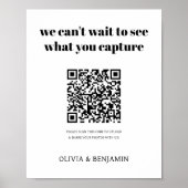 Wit bruiloft QR-code delen Foto Poster (Voorkant)