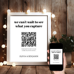Wit bruiloft QR-code delen Foto Poster
