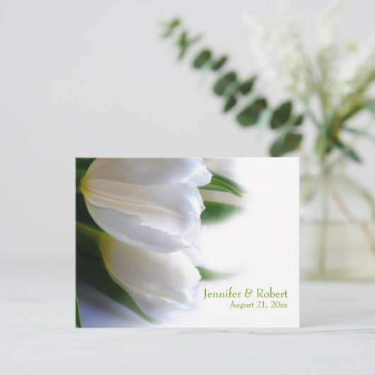 Wit Bruiloft RSVP Briefkaart (Staand voorkant)