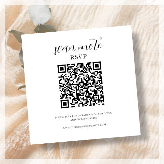 Wit | Bruiloft RSVP QR Code Informatiekaartje