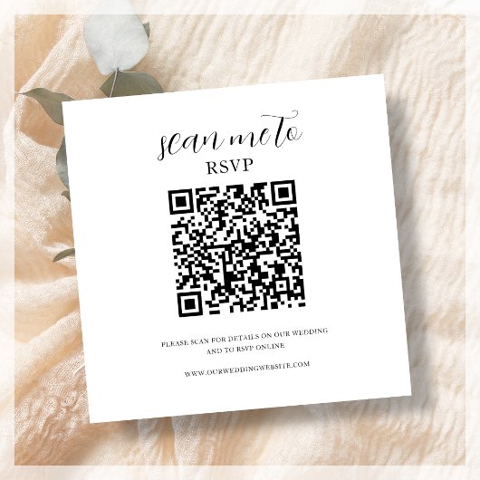 Wit | Bruiloft RSVP QR Code Informatiekaartje